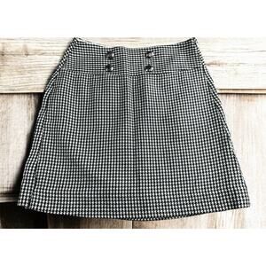 The Limited Skirt Women's Sz 4 Black White Houndstooth Wool Blend Mini Pencil